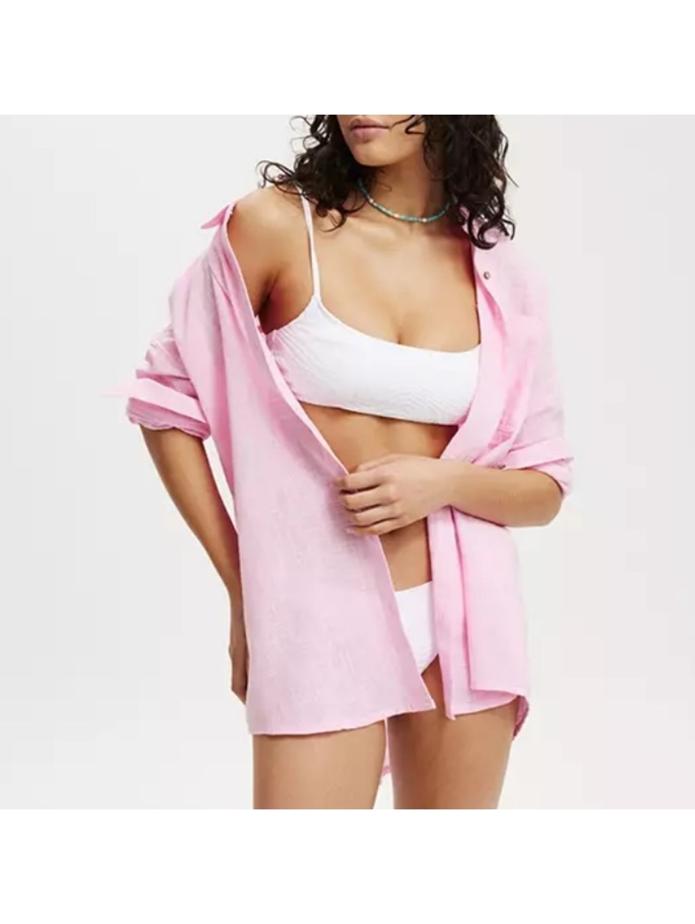 Cotton On Body Swing Beach Shirt oversized large pink